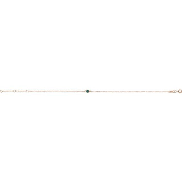 14K Rose Gold Lab-Grown Alexandrite Bezel-Set Solitaire 6 1/2-7 1/2" Bracelet