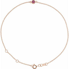 14K Rose Gold Natural Pink Tourmaline Bezel-Set Solitaire 6 1/2-7 1/2" Bracelet