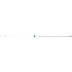 14K White Gold Natural Emerald Bezel-Set Solitaire 6 1/2-7 1/2" Bracelet