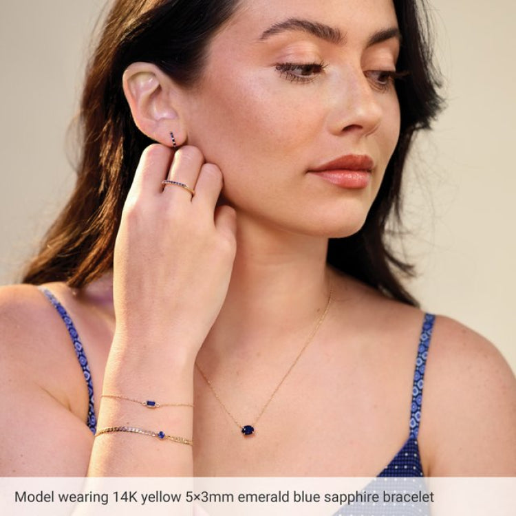 Platinum Natural Blue Zircon Bezel-Set Solitaire 6 1/2-7 1/2" Bracelet