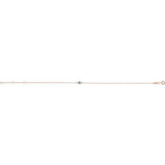 14K Rose Gold Natural Blue Zircon Bezel-Set Solitaire 6 1/2-7 1/2" Bracelet