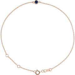 14K Rose Gold Natural Blue Sapphire Bezel-Set Solitaire 6 1/2-7 1/2" Bracelet