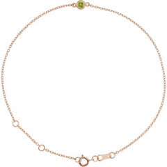 14K Rose Gold Natural Peridot Bezel-Set Solitaire 6 1/2-7 1/2" Bracelet