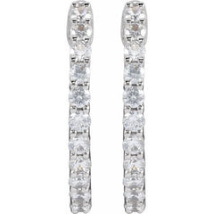 14K White Gold 3/4 CTW Lab-Grown Diamond Inside-Outside Hinged 17.2 mm Hoop Earrings