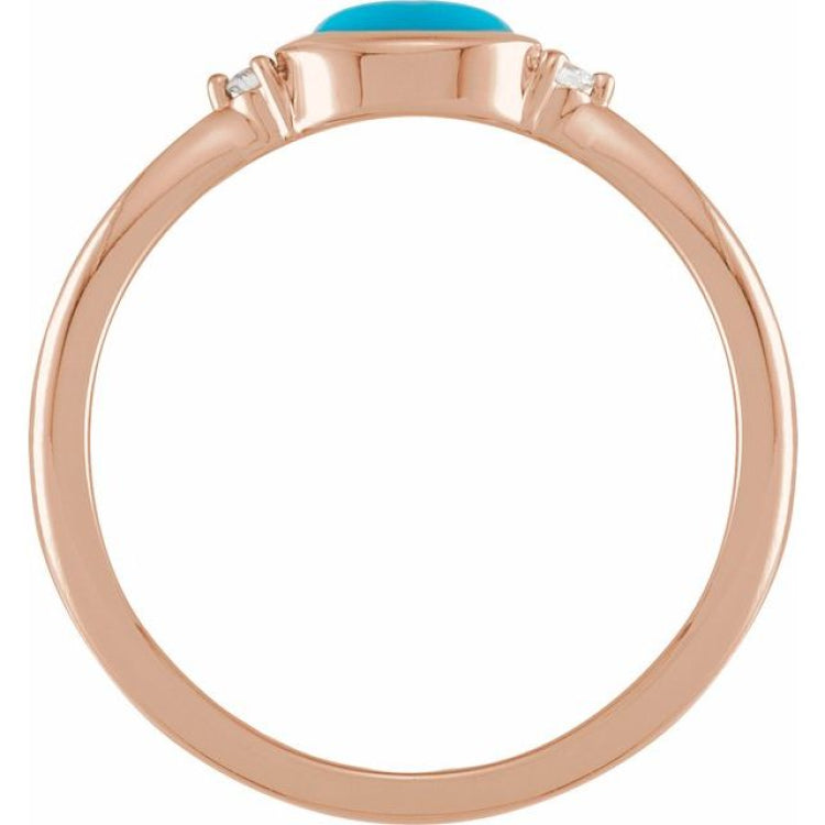 14K Rose Gold Natural Turquoise & .03 CTW Natural Diamond Ring