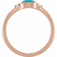 14K Rose Gold Natural Turquoise & .03 CTW Natural Diamond Ring