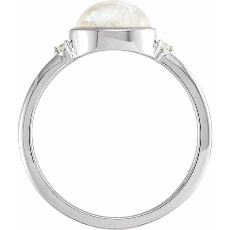 Platinum Natural Rainbow Moonstone & .03 CTW Natural Diamond Ring
