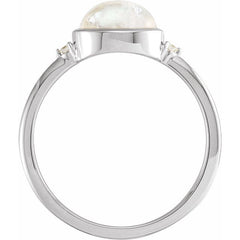 Platinum Natural Rainbow Moonstone & .03 CTW Natural Diamond Ring