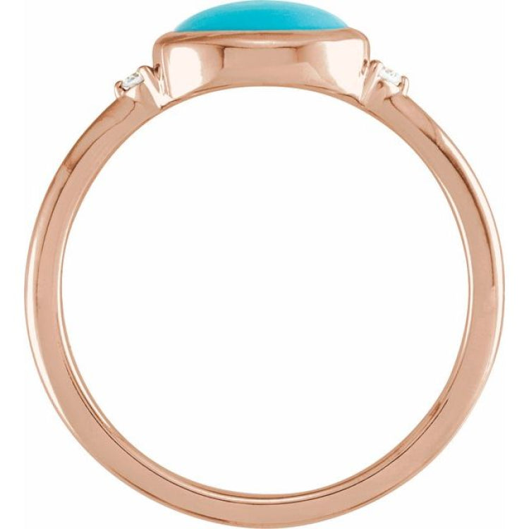 14K Rose Gold Natural Turquoise & .03 CTW Natural Diamond Ring