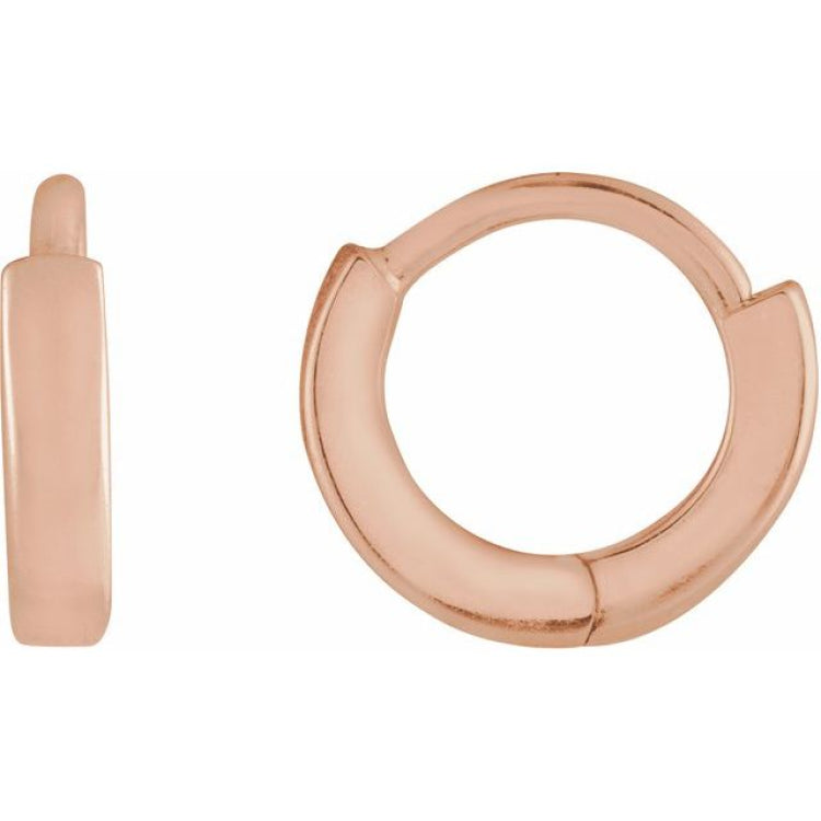 14K Rose Gold Hinged 8 mm Hoop Earrings