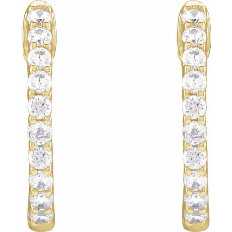 14K Yellow Gold 1/2 CTW Natural Diamond Inside-Outside Hinged 14.5 mm Hoop Earrings