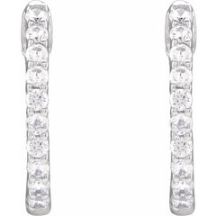 14K White Gold 1/2 CTW Natural Diamond Inside-Outside Hinged 14.5 mm Hoop Earrings
