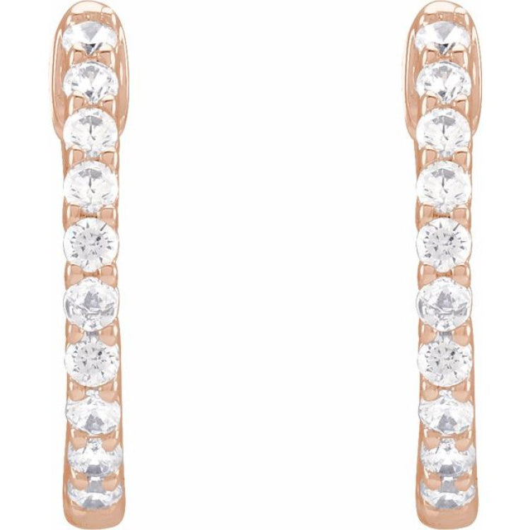 14K Rose Gold 1/2 CTW Natural Diamond Inside-Outside Hinged 14.5 mm Hoop Earrings