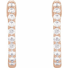 14K Rose Gold 1/2 CTW Natural Diamond Inside-Outside Hinged 14.5 mm Hoop Earrings