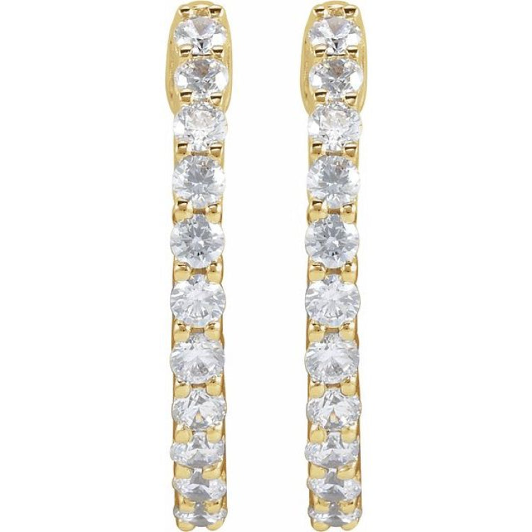 14K Yellow Gold 3/4 CTW Natural Diamond Inside-Outside Hinged 17.2 mm Hoop Earrings
