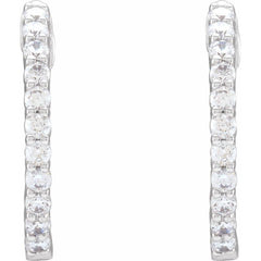 14K White Gold 3/4 CTW Natural Diamond Inside-Outside Hinged 17.2 mm Hoop Earrings