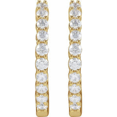 14K Yellow Gold 1 CTW Natural Diamond Inside-Outside Hinged 19.3 mm Hoop Earrings