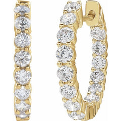 14K Yellow Gold 2 CTW Natural Diamond Inside-Outside Hinged 20 mm Hoop Earrings