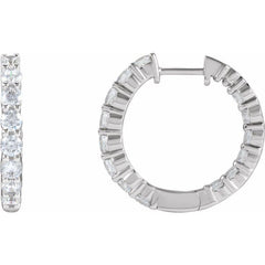 14K White Gold 2 CTW Natural Diamond Inside-Outside Hinged 20 mm Hoop Earrings