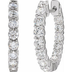 14K White Gold 2 CTW Natural Diamond Inside-Outside Hinged 20 mm Hoop Earrings