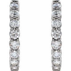 14K White Gold 2 CTW Natural Diamond Inside-Outside Hinged 20 mm Hoop Earrings