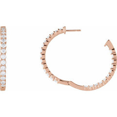 14K Rose Gold 4 CTW Natural Diamond Inside-Outside Hinged 36 mm Hoop Earrings