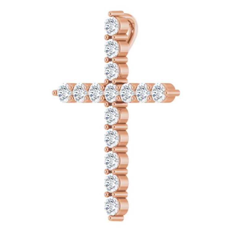 14K Rose Gold 1/2 CTW Natural Diamond Cross Pendant