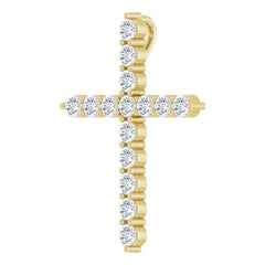 14K Yellow Gold 1/2 CTW Natural Diamond Cross Pendant