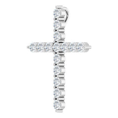 14K White Gold 1/2 CTW Natural Diamond Cross Pendant