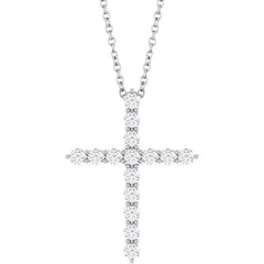Sterling Silver 1/2 CTW Natural Diamond Cross 16-18" Necklace