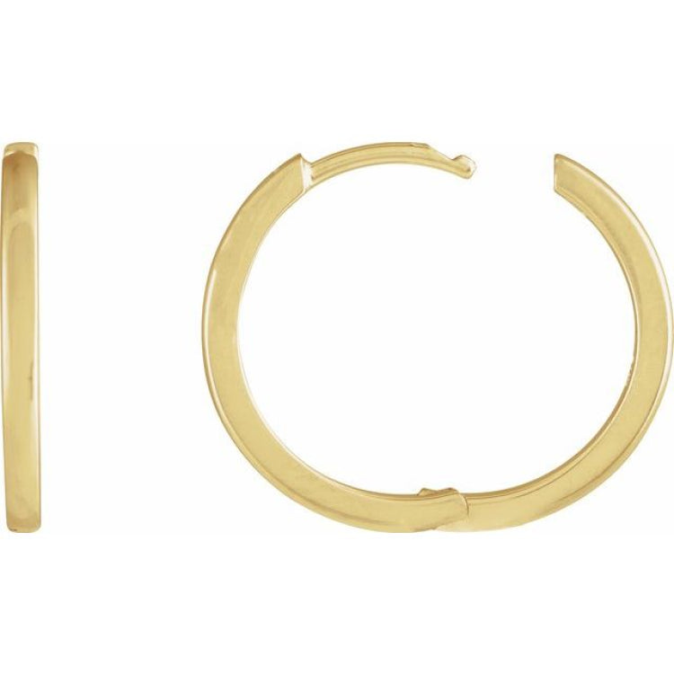 14K Yellow Gold Hinged 18 mm Hoop Earrings