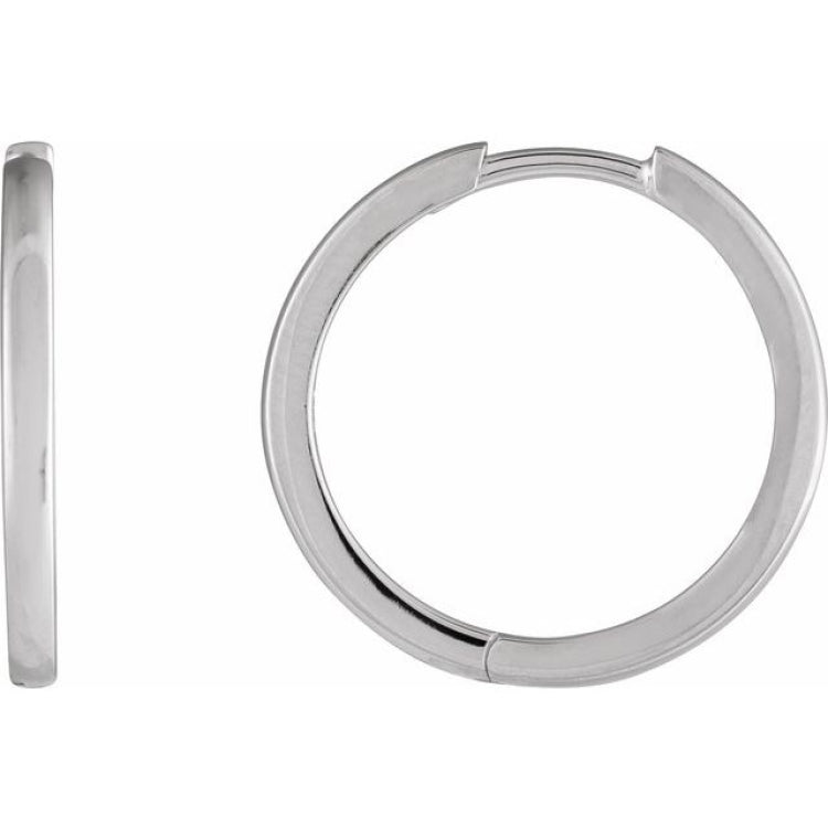 14K White Gold Hinged 18 mm Hoop Earring