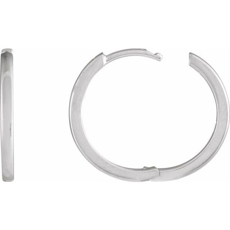Platinum Hinged 18 mm Hoop Earring
