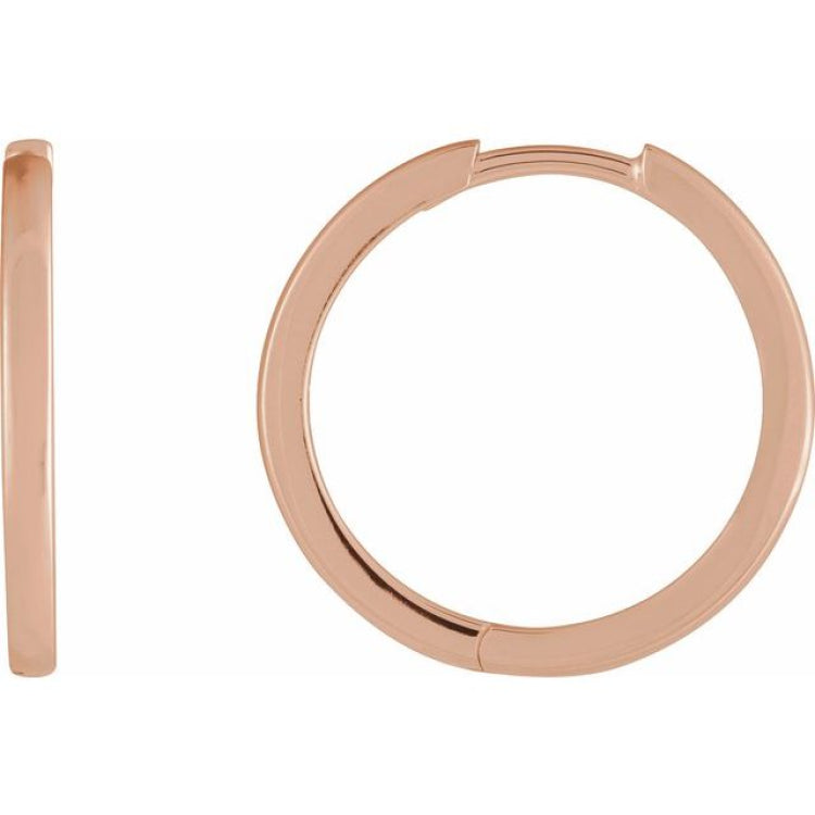 14K Rose Gold Hinged 18 mm Hoop Earrings