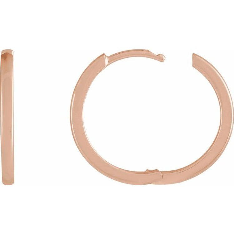 14K Rose Gold Hinged 18 mm Hoop Earrings