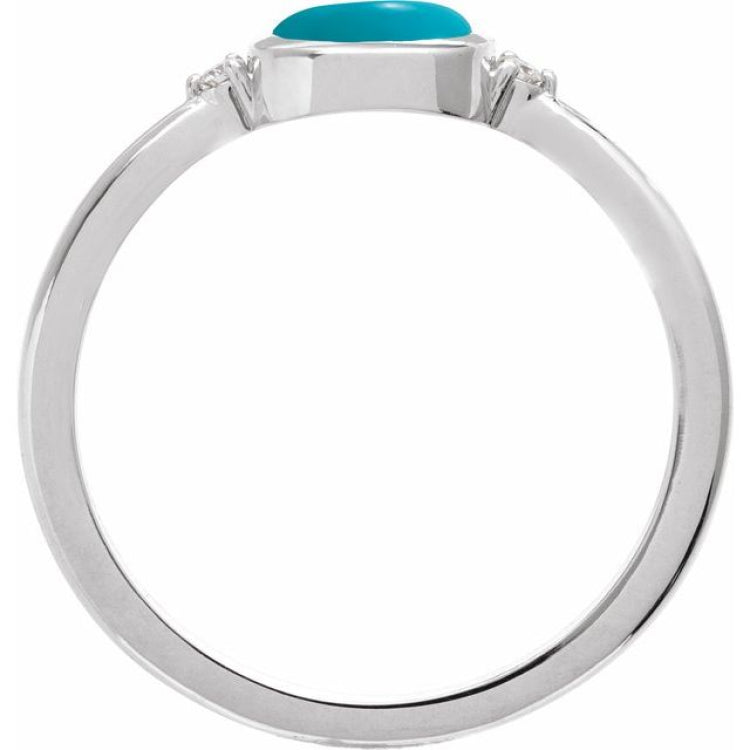 Platinum Natural Turquoise & .03 CTW Natural Diamond Ring