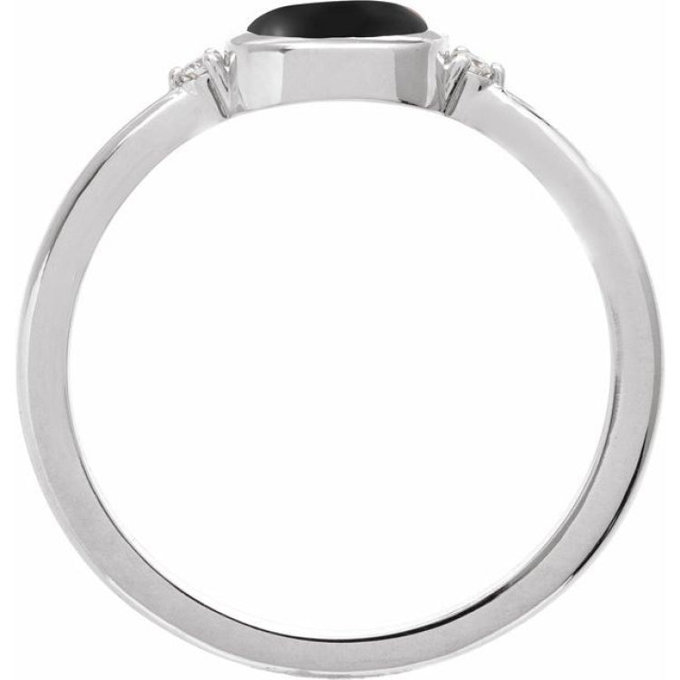 Platinum 6 mm Round Natural Black Onyx & .03 CTW Natural Diamond Ring