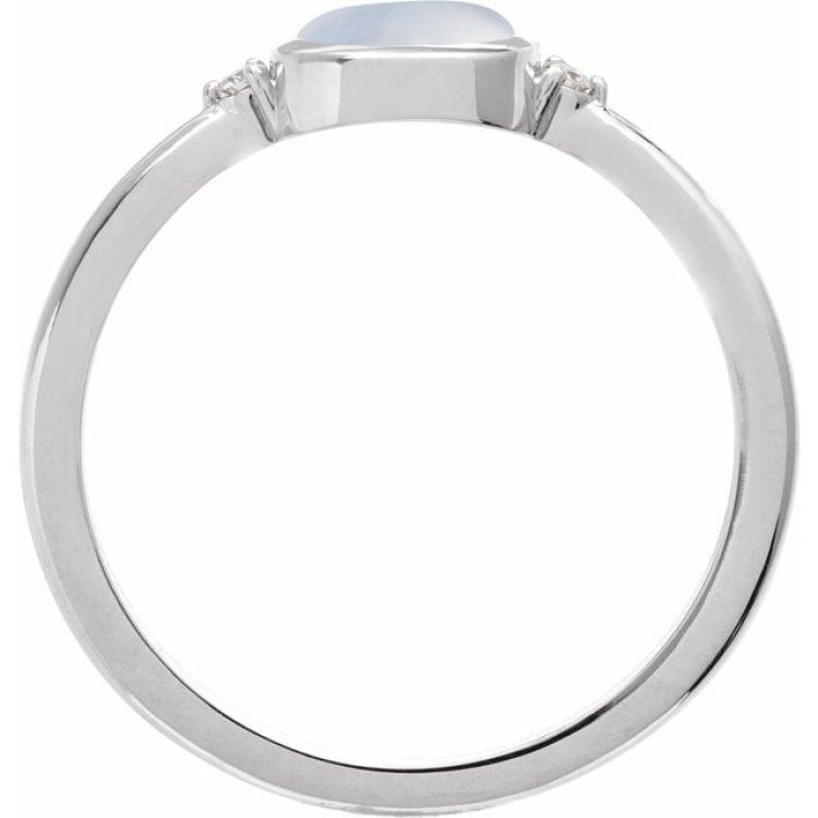 Platinum Natural Rainbow Moonstone & .03 CTW Natural Diamond Ring