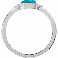 14K White Gold Natural Turquoise & .03 CTW Natural Diamond Ring