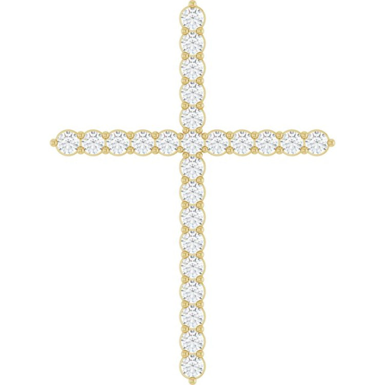 14K Yellow Gold 1 CTW Natural Diamond Cross Pendant