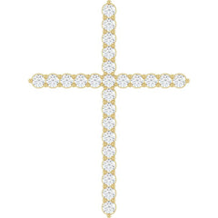 14K Yellow Gold 1 CTW Natural Diamond Cross Pendant