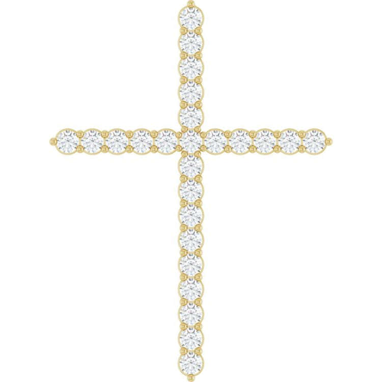 14K Yellow Gold 1 CTW Natural Diamond Cross Pendant