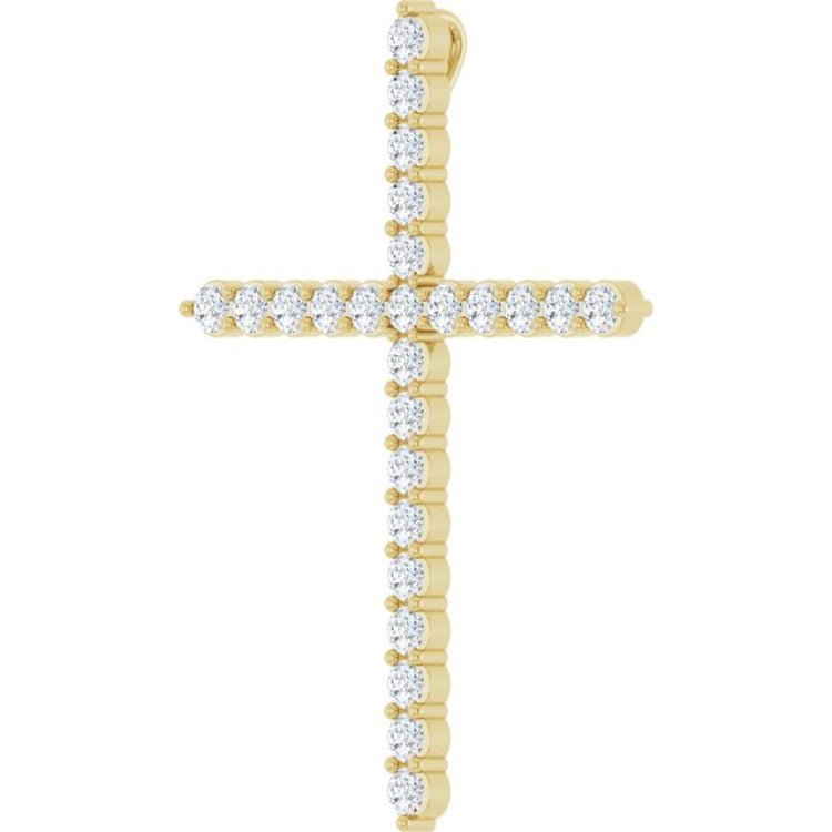 14K Yellow Gold 1 CTW Natural Diamond Cross Pendant