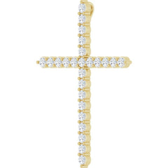14K Yellow Gold 1 CTW Natural Diamond Cross Pendant