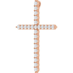 14K Rose Gold 1 CTW Natural Diamond Cross Pendant