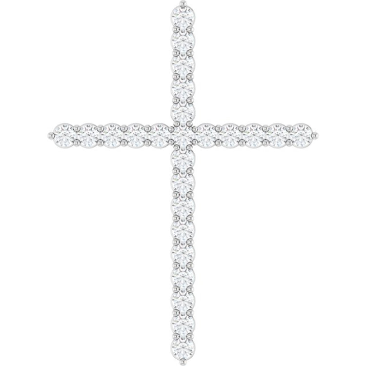Sterling Silver 1 CTW Natural Diamond Cross Pendant