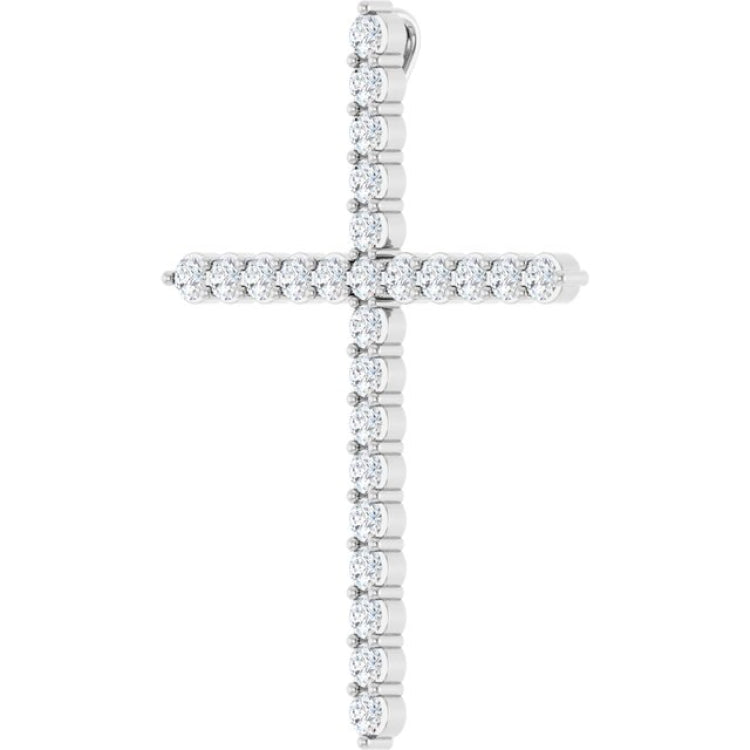Sterling Silver 1 CTW Natural Diamond Cross Pendant