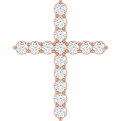 14K Rose Gold 3/4 CTW Natural Diamond Cross Pendant