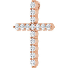 14K Rose Gold 3/4 CTW Natural Diamond Cross Pendant