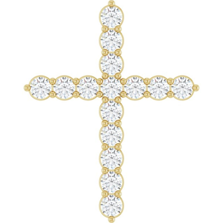 14K Yellow Gold 3/4 CTW Natural Diamond Cross Pendant
